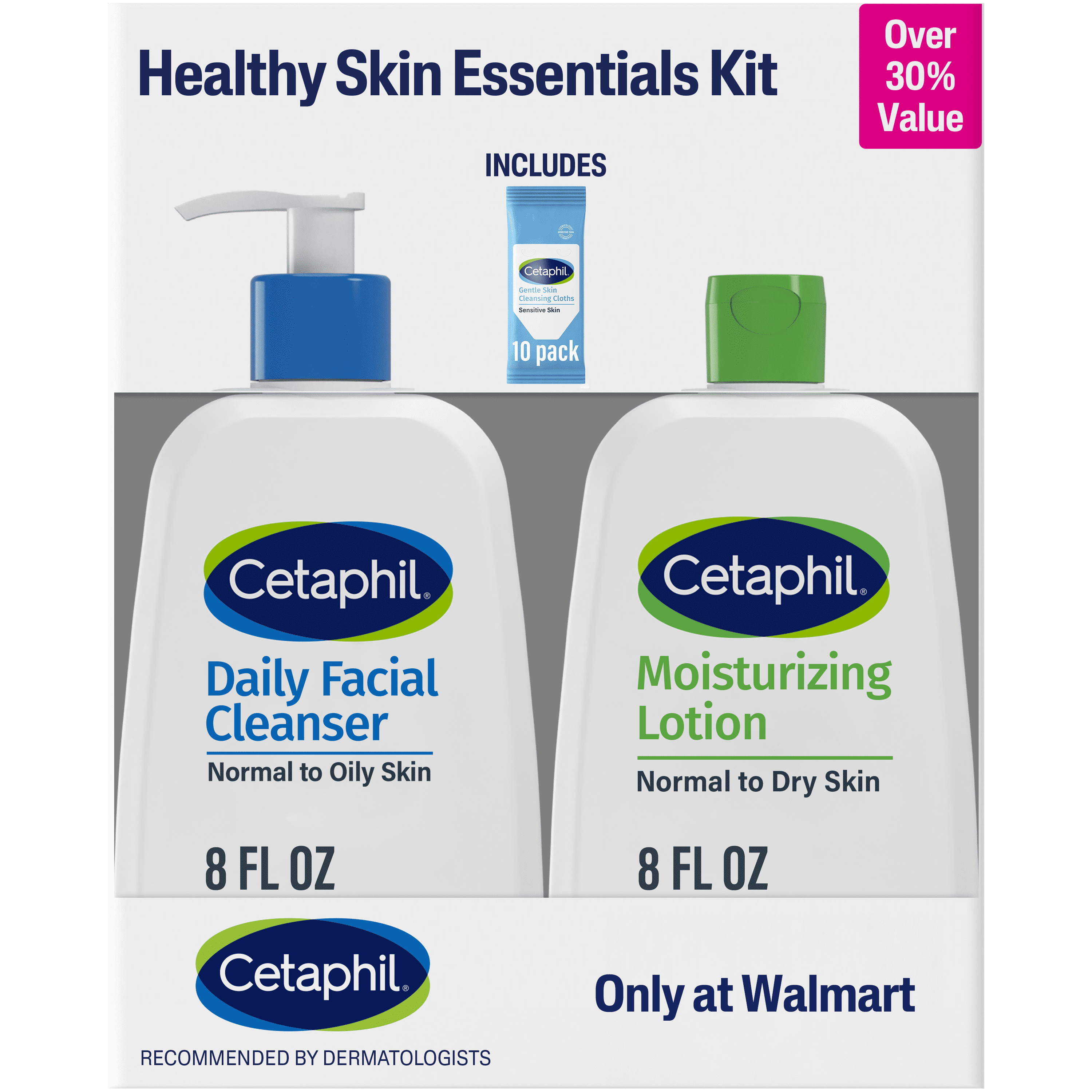 Cetaphil Healthy Skin Essentials Kit, Daily Facial Cleanser & Moisturizing Lotion, 2 Piece Kit