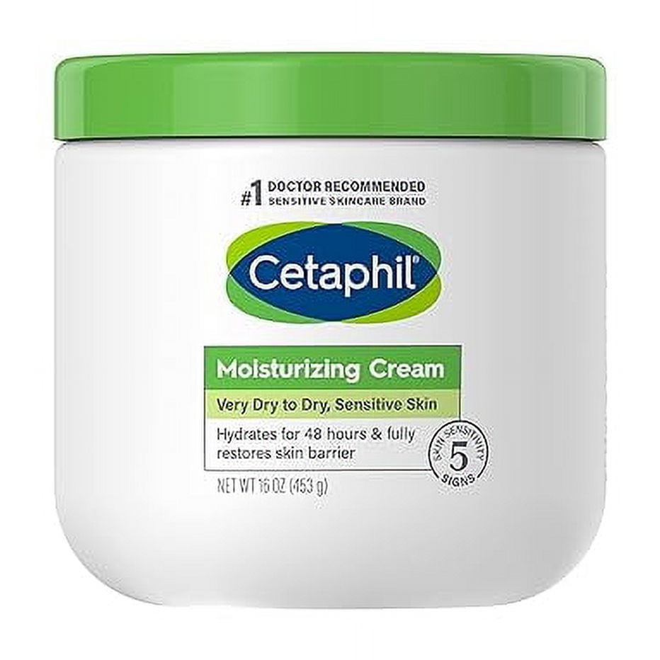 Cetaphil Moisturizing Cream for Dry/Sensitive Skin, Fragrance Free 16 oz (Pack of 2)