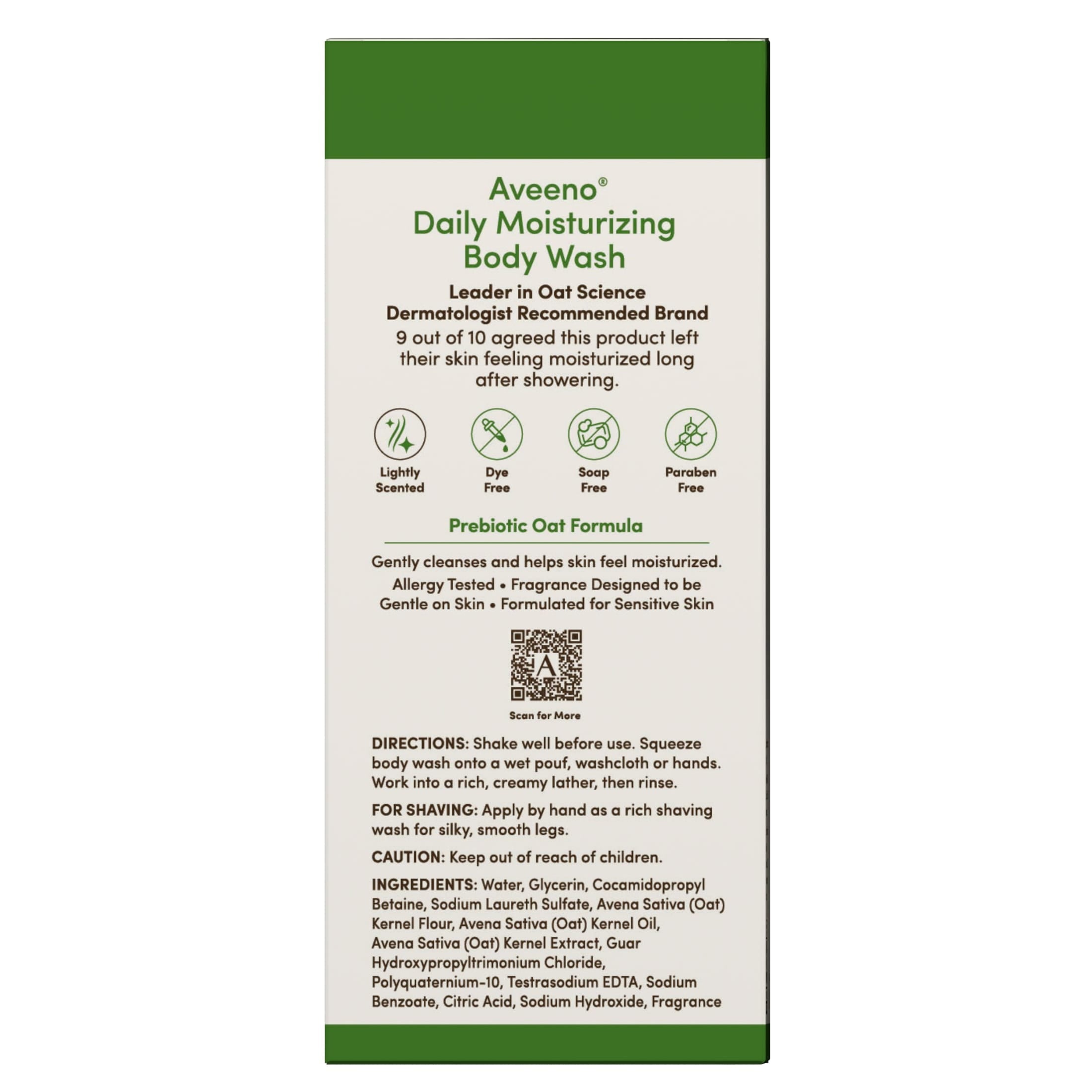 Aveeno Daily Moisturizing Body Wash for Sensitive Skin, 2 x 18 fl. oz
