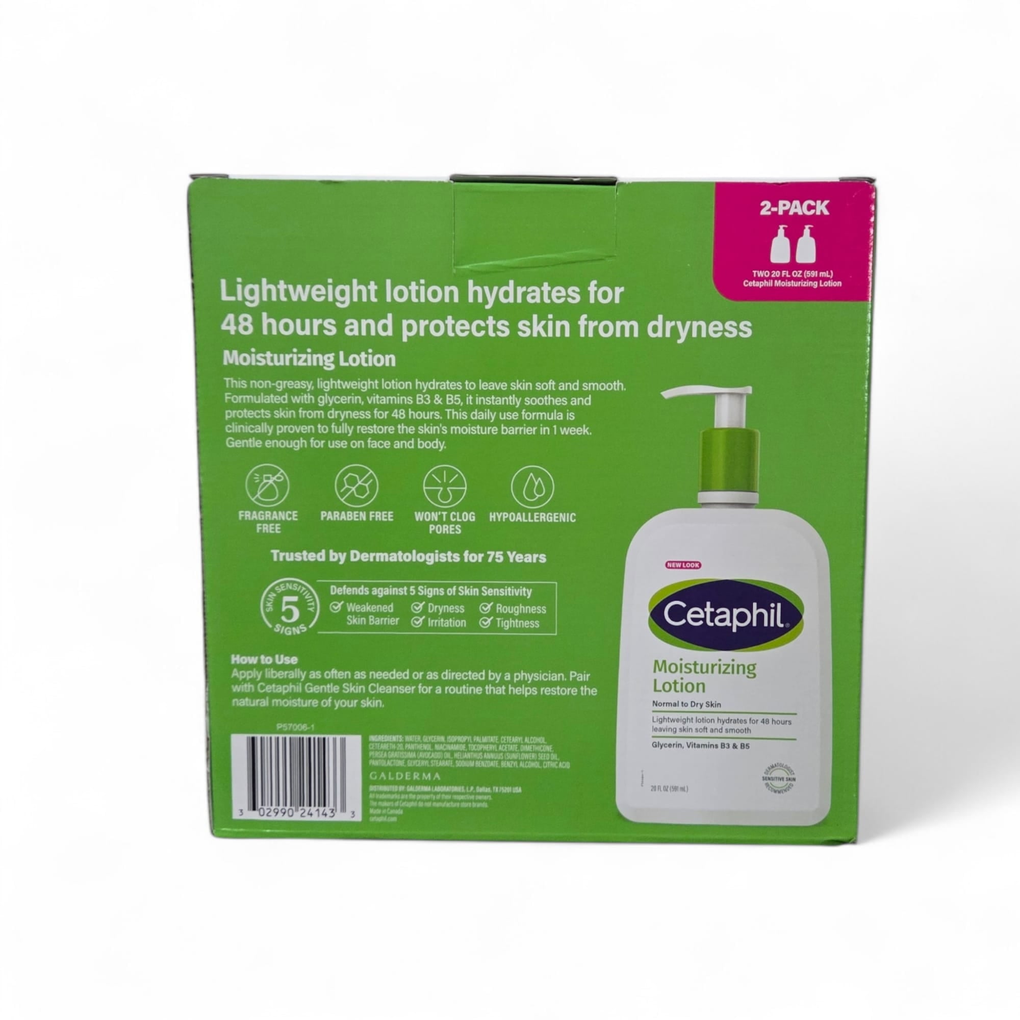 Cetaphil Moisturizing Lotion, Normal to Dry Skin, 20 fl oz, 2 Pack