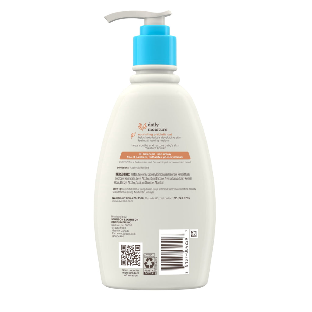 Aveeno Baby Daily Moisture Body Lotion for Baby and Toddler with Prebiotic Oatmeal, 12 fl oz