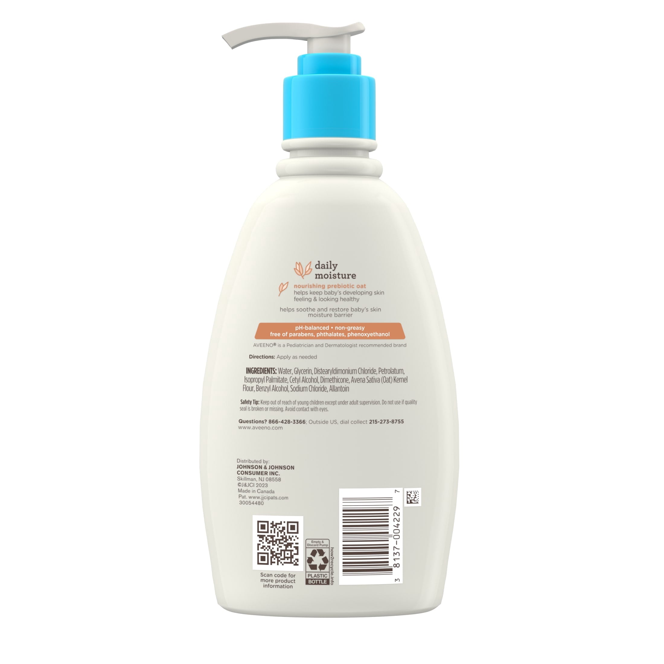 Aveeno Baby Daily Moisture Body Lotion for Baby and Toddler with Prebiotic Oatmeal, 12 fl oz