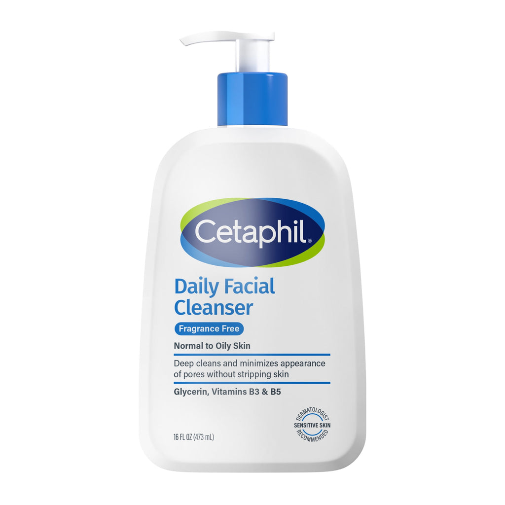 Cetaphil Daily Facial Cleanser Face Wash for Sensitive, Normal to Oily Skin, Fragrance Free, 16 oz