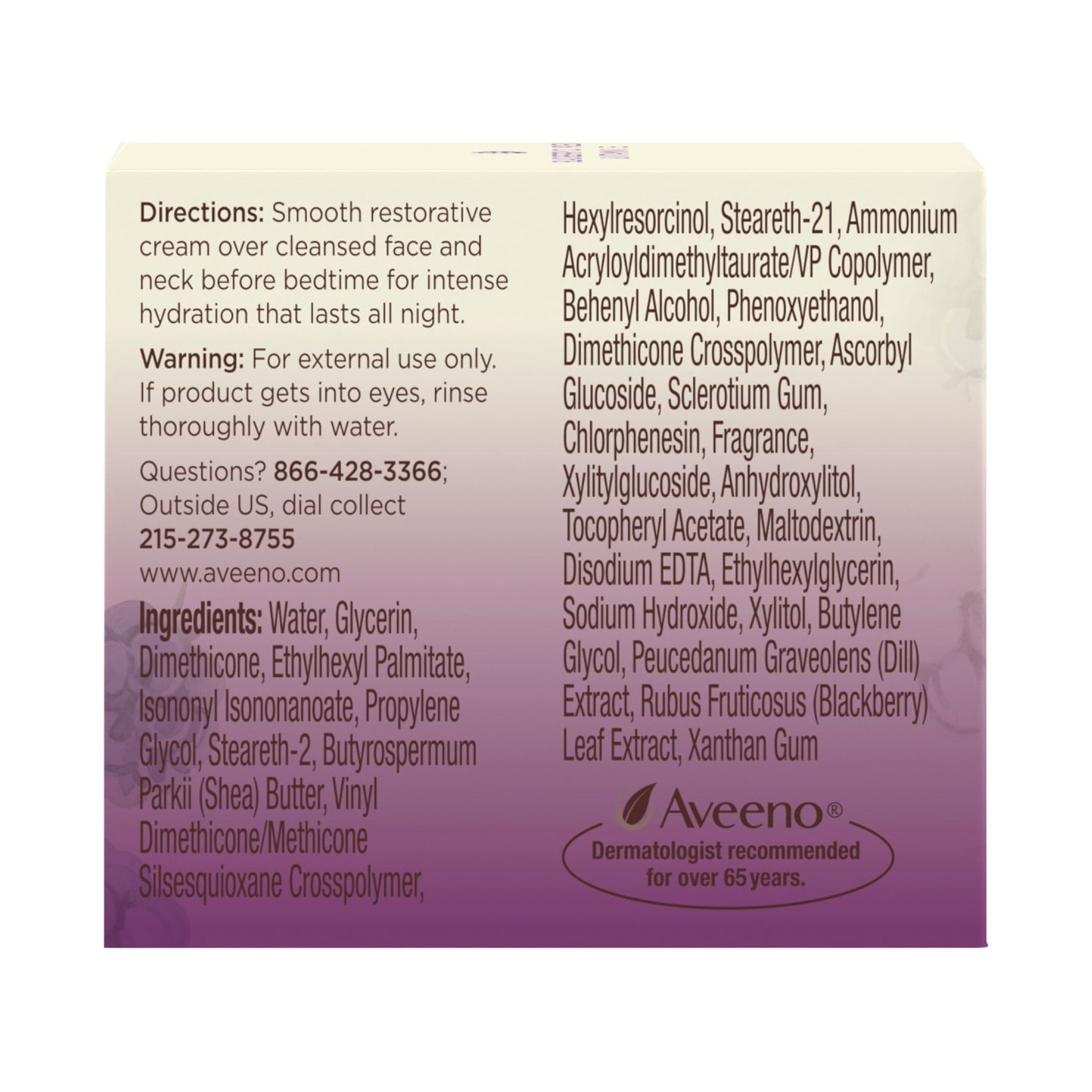 Aveeno Absolutely Ageless Restorative Night Cream for Face, 1.7 oz
