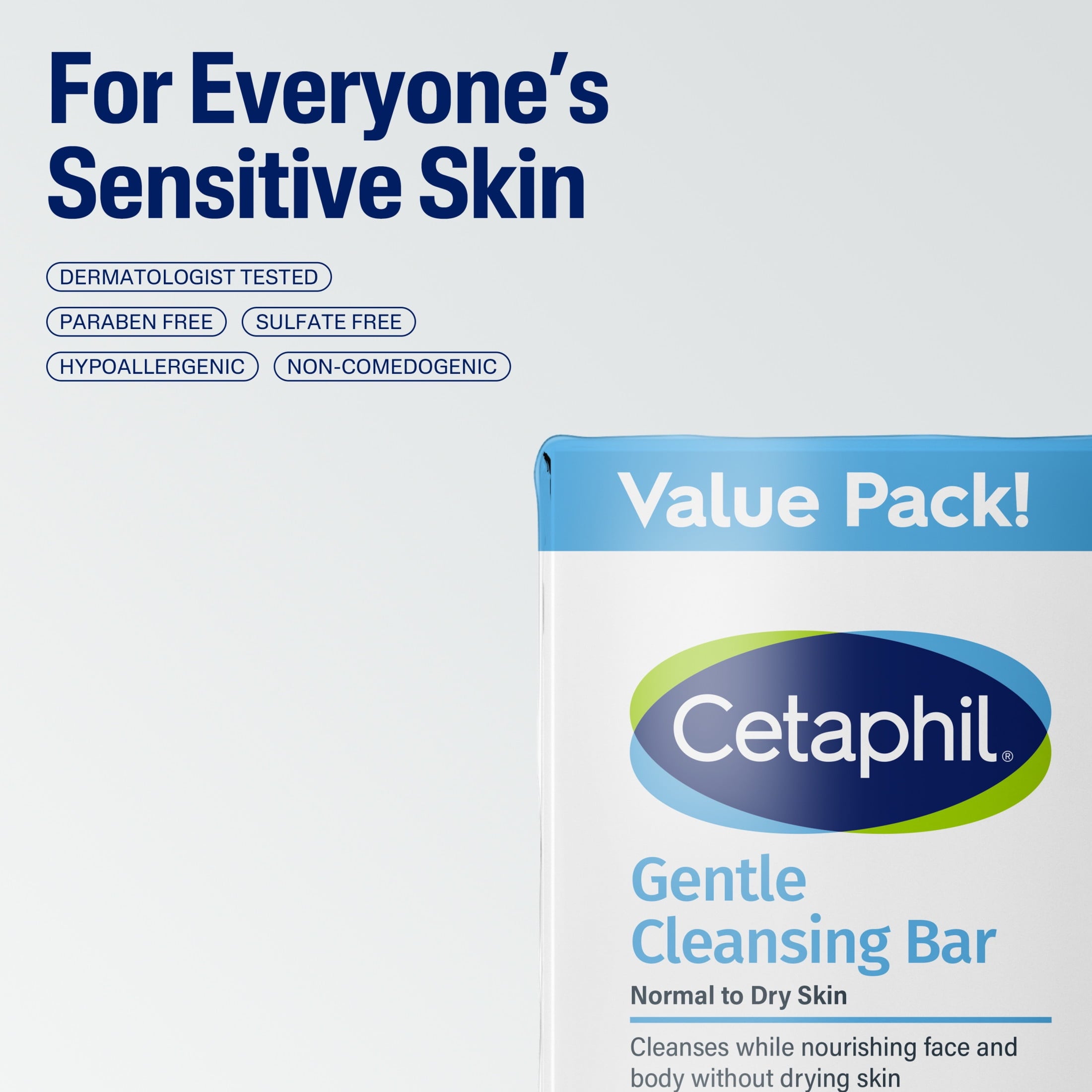 Cetaphil Gentle Cleansing Bar, 4.5 oz, Nourishing Cleansing Bar For Dry, Sensitive Skin