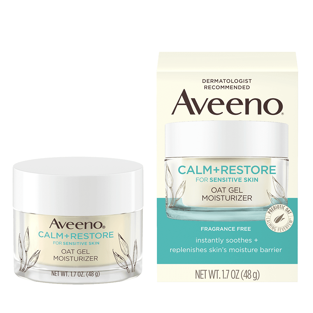 Aveeno Calm + Restore Oat Gel Facial Moisturizer for Sensitive Skin, Lightweight Gel Cream Face Moisturizer, 1.7 oz 1 ea (Pack of 2)