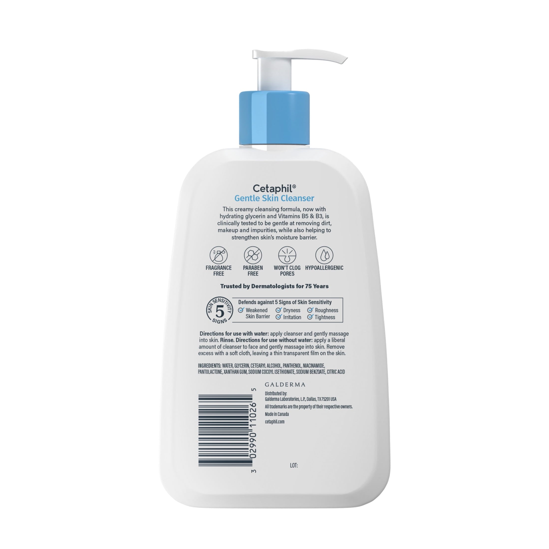 Cetaphil Face Wash Hydrating Gentle Skin Cleanser for Dry to Normal Sensitive Skin, 8 fl oz