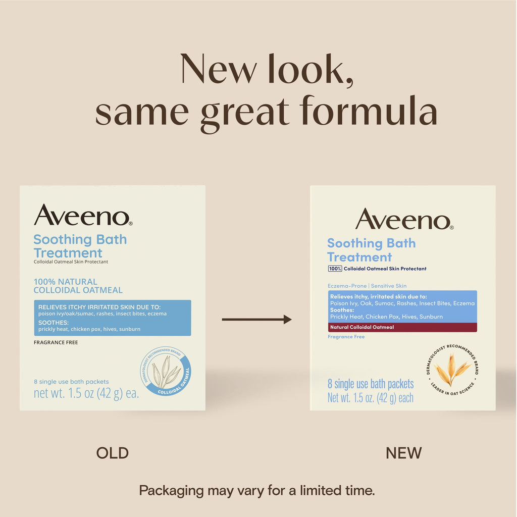 Aveeno Soothing Bath Eczema Treatment, Fragrance Free, 8 Packets