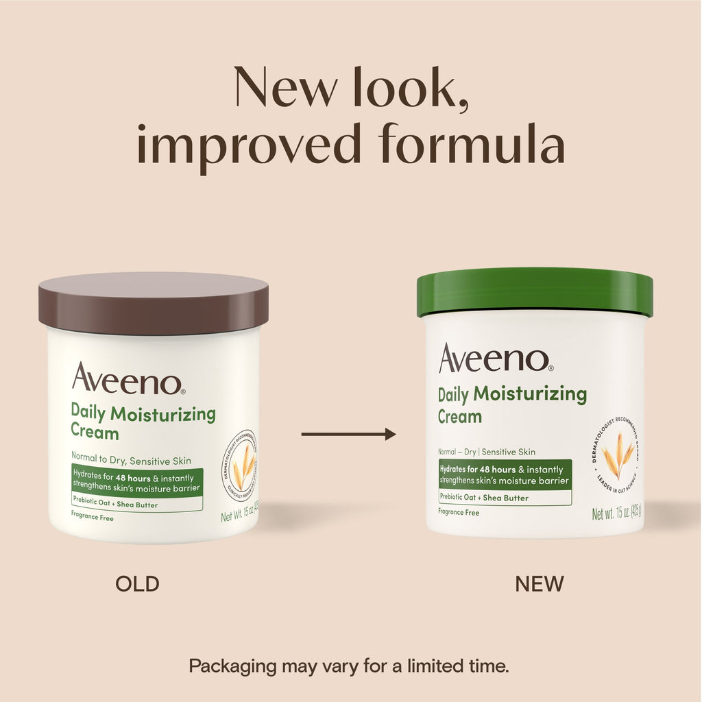Aveeno Daily Moisturizing Body and Face Cream, Fragrance Free, 15 oz