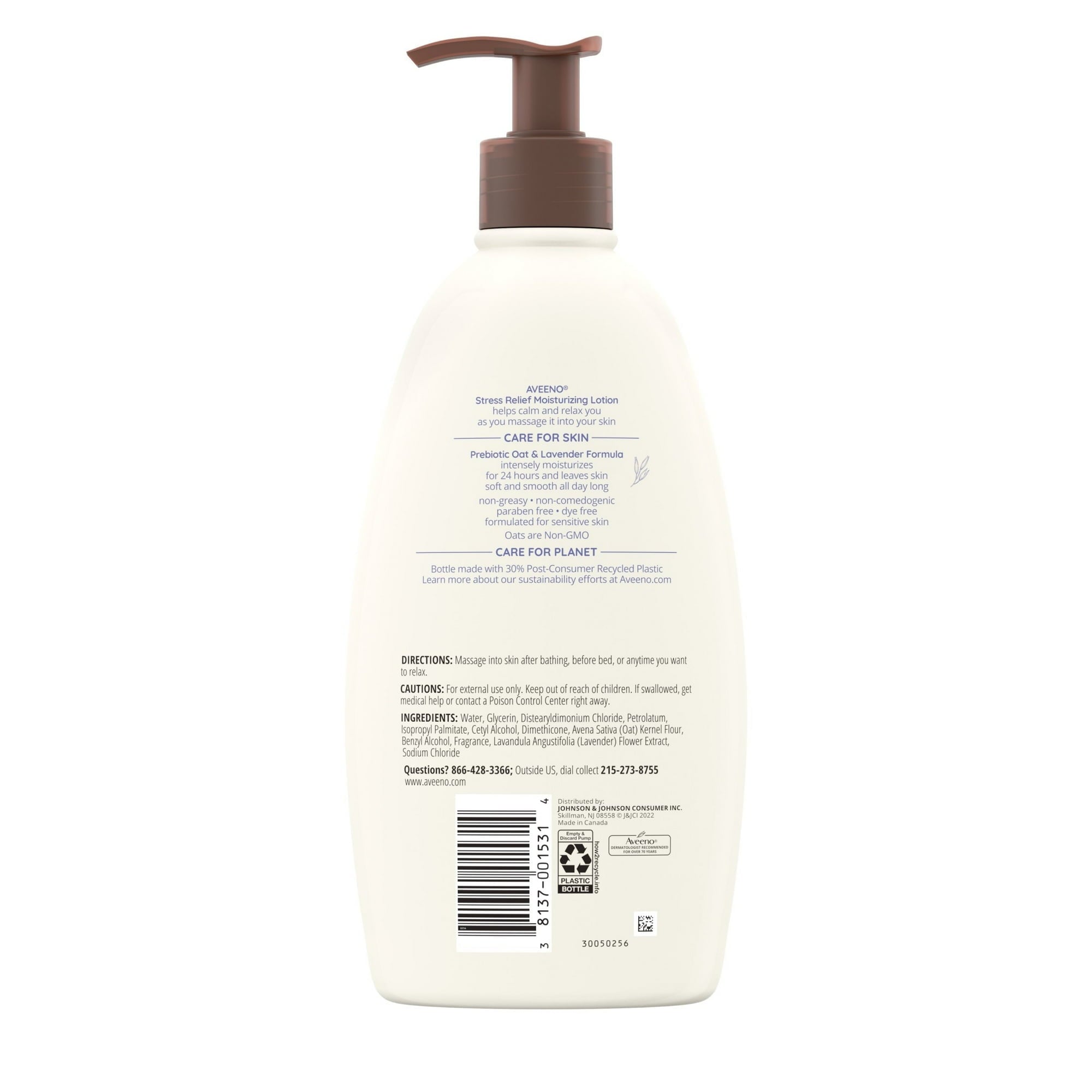 Aveeno Stress Relief Moisturizing Lotion Lavender, Chamomile And Ylang-Ylang, 18 oz