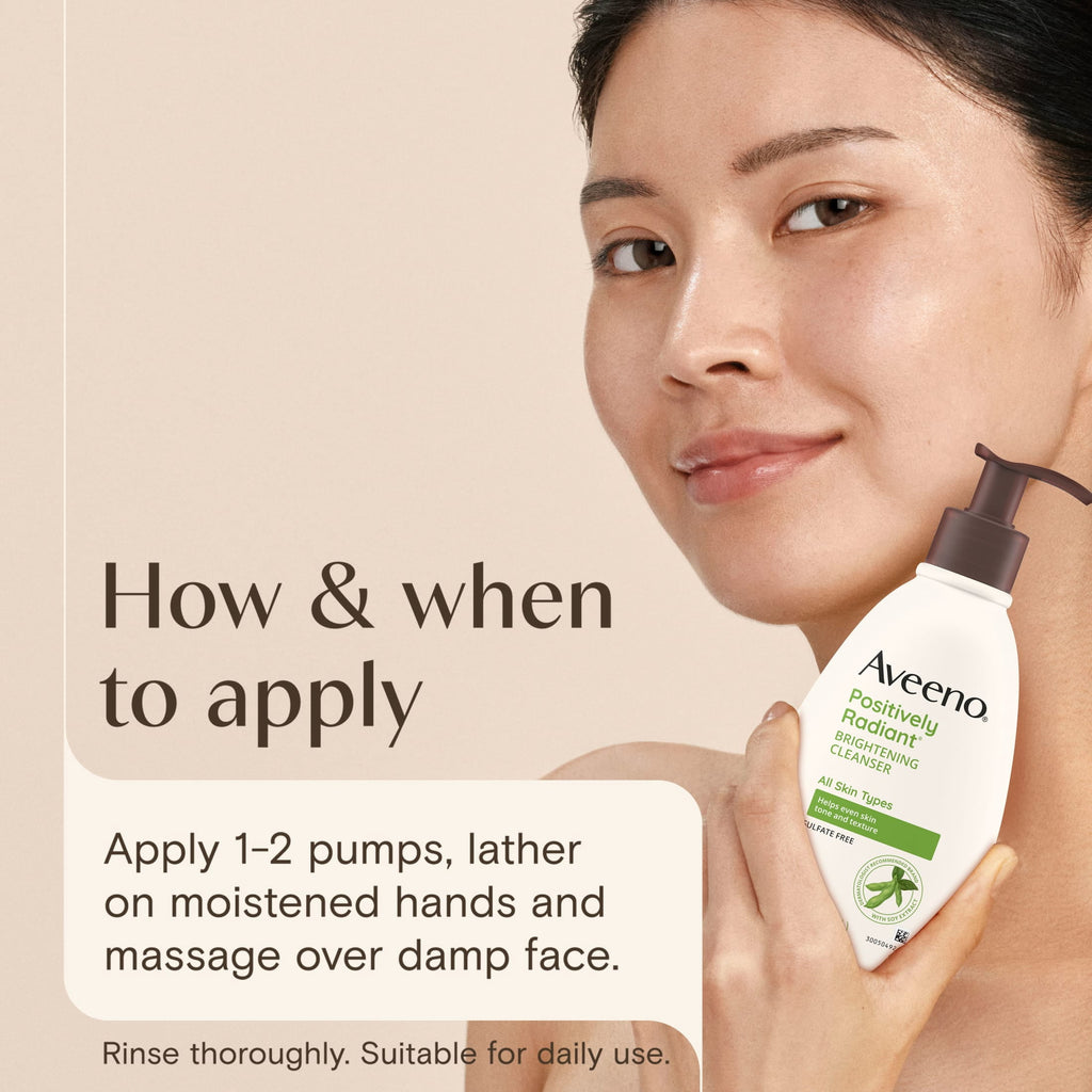 Aveeno Positively Radiant Brightening Cleanser, Soy Extract, 11 fl. oz