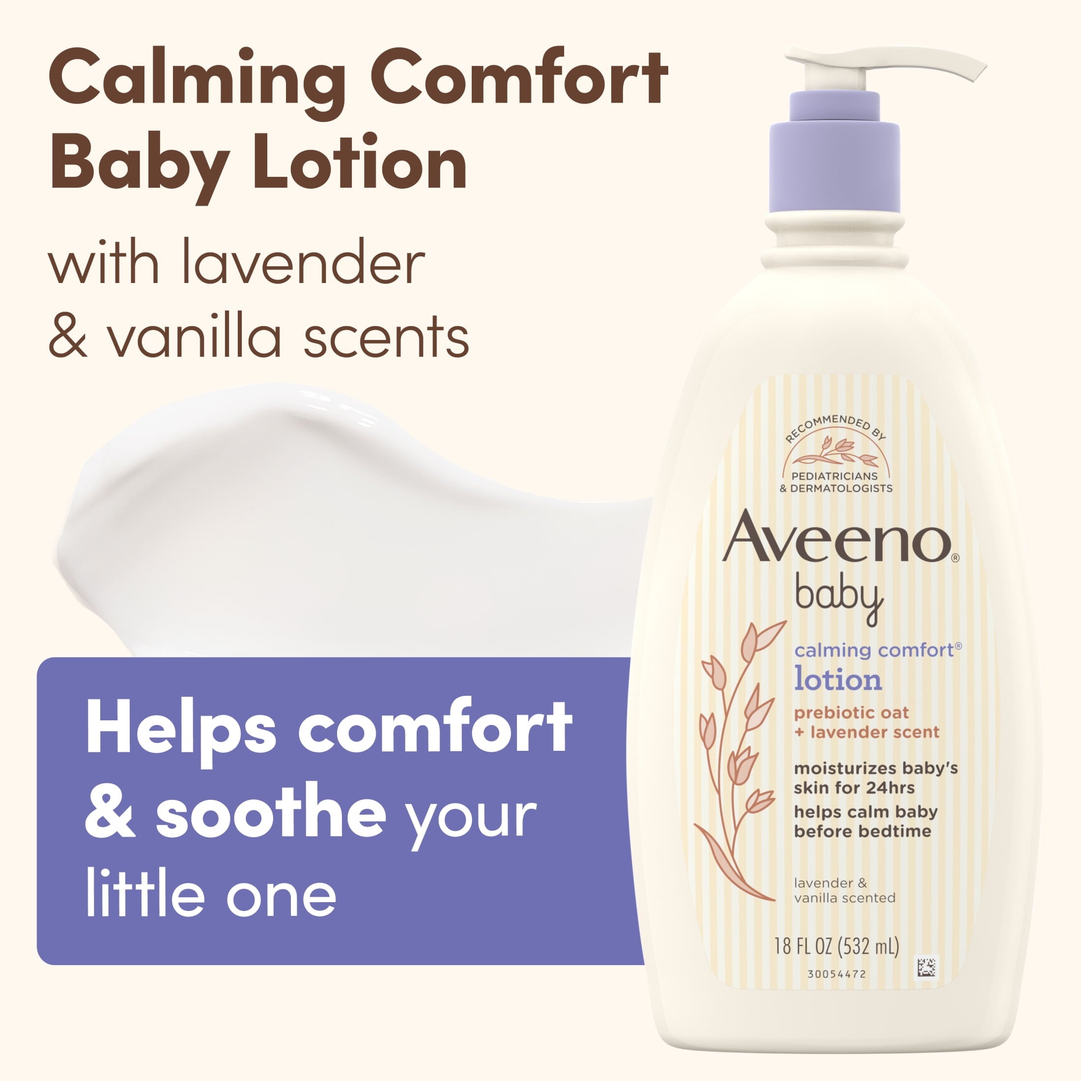 (3 pack) Aveeno Baby Calming Comfort Moisturizing Bedtime Body Lotion for Baby and Toddler, 18 fl oz