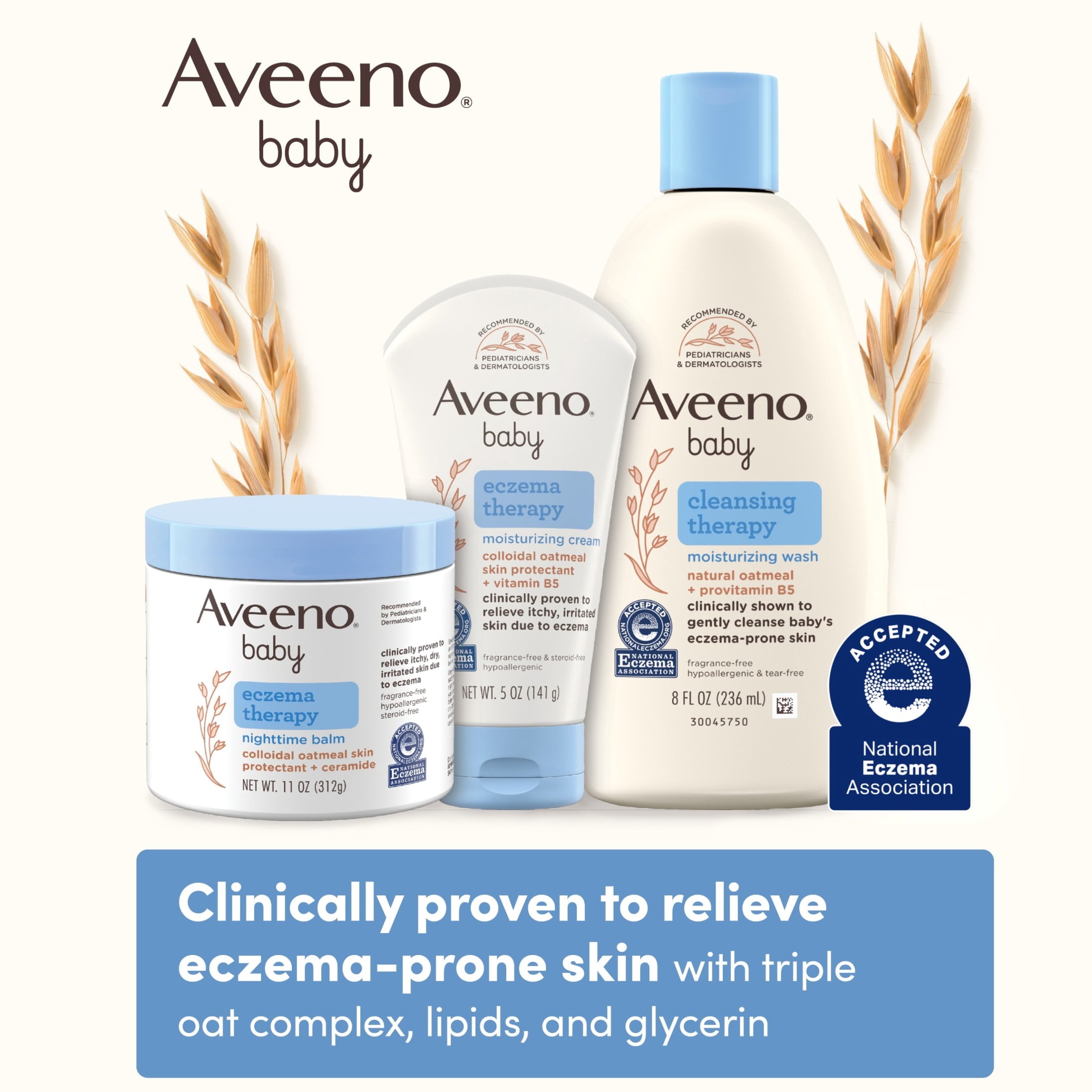 (2 pack) Aveeno Baby Eczema Therapy Moisturizing Cream Body Lotion with Oatmeal, 5 oz