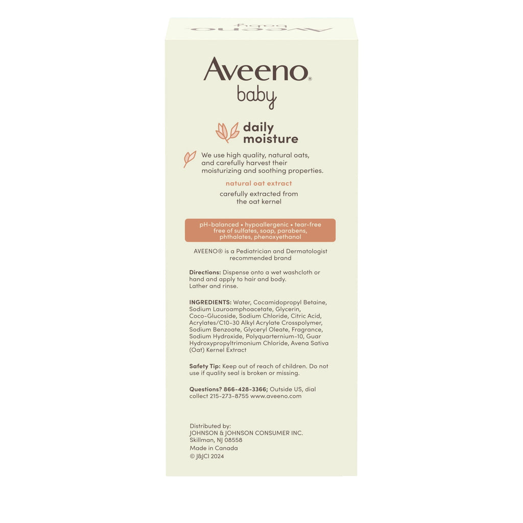Aveeno Baby Daily Moisture Wash & Shampoo, Oat Extract, 2 x 12 fl. oz