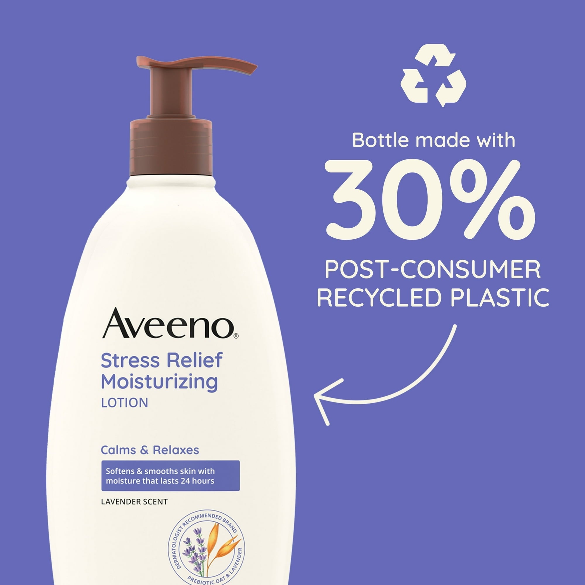 Aveeno Stress Relief Moisturizing Lotion Lavender, Chamomile And Ylang-Ylang, 18 oz