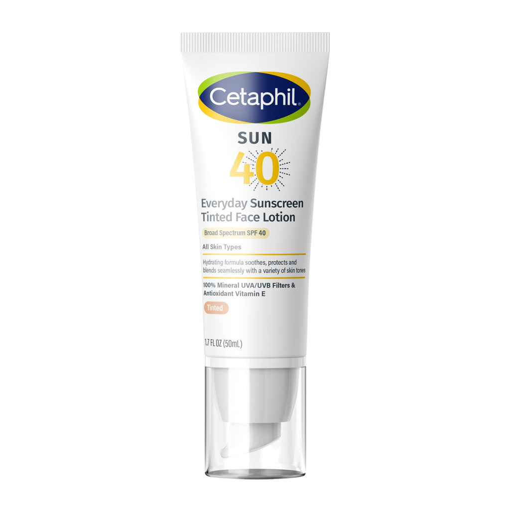 Cetaphil Sunscreen Tinted 100% Mineral Broad-Spectrum Face Lotion SPF 40, Titanium Dioxide and Zinc Oxide, Travel Size, 1.7 fl oz