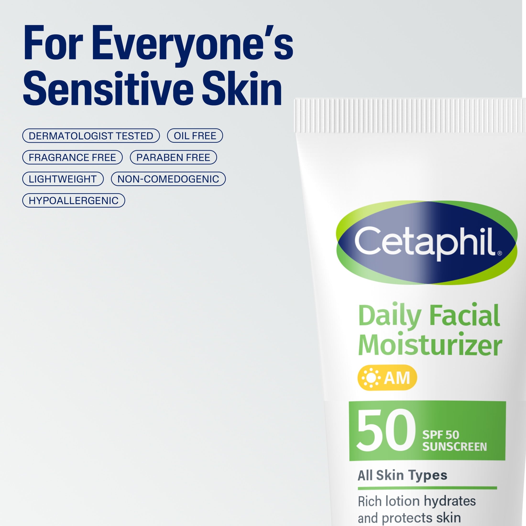 Cetaphil Daily Facial Moisturizer Lotion, Broad Spectrum SPF 50, 1.7 fl oz