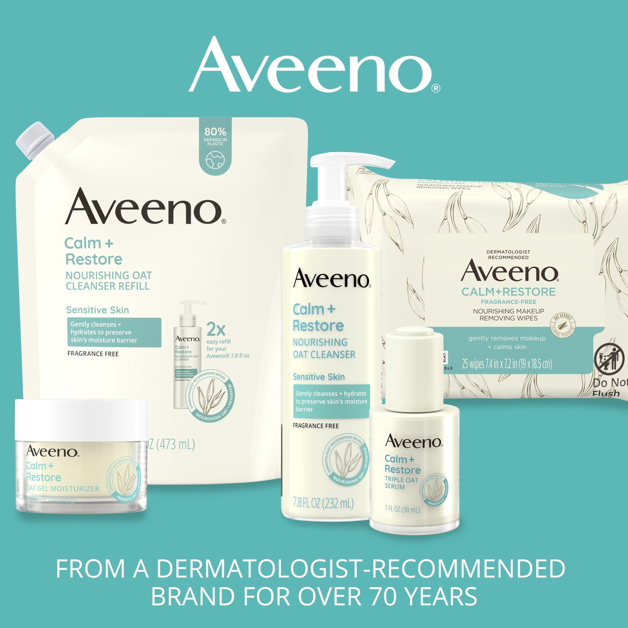 (3 pack) Aveeno Calm + Restore Redness Relief Face Wash, Foaming Facial Cleanser, 6 oz
