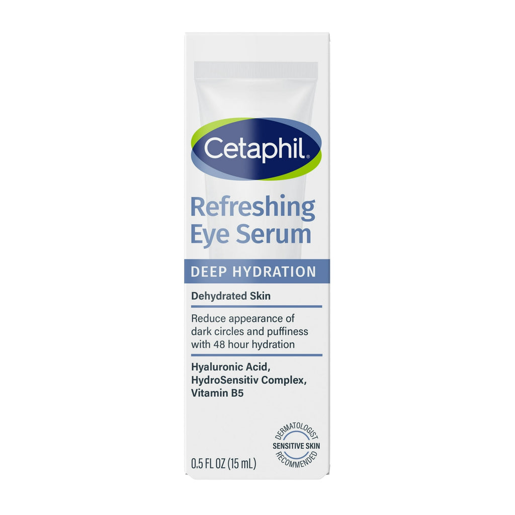 CETAPHIL Deep Hydration Refreshing Eye Serum | 0.5 fl oz | 48Hr Hydrating Under Eye Cream to Reduce the Appearance of Dark Circles | With Hyaluronic Acid, Vitamin E & B5 (Packaging May Vary)