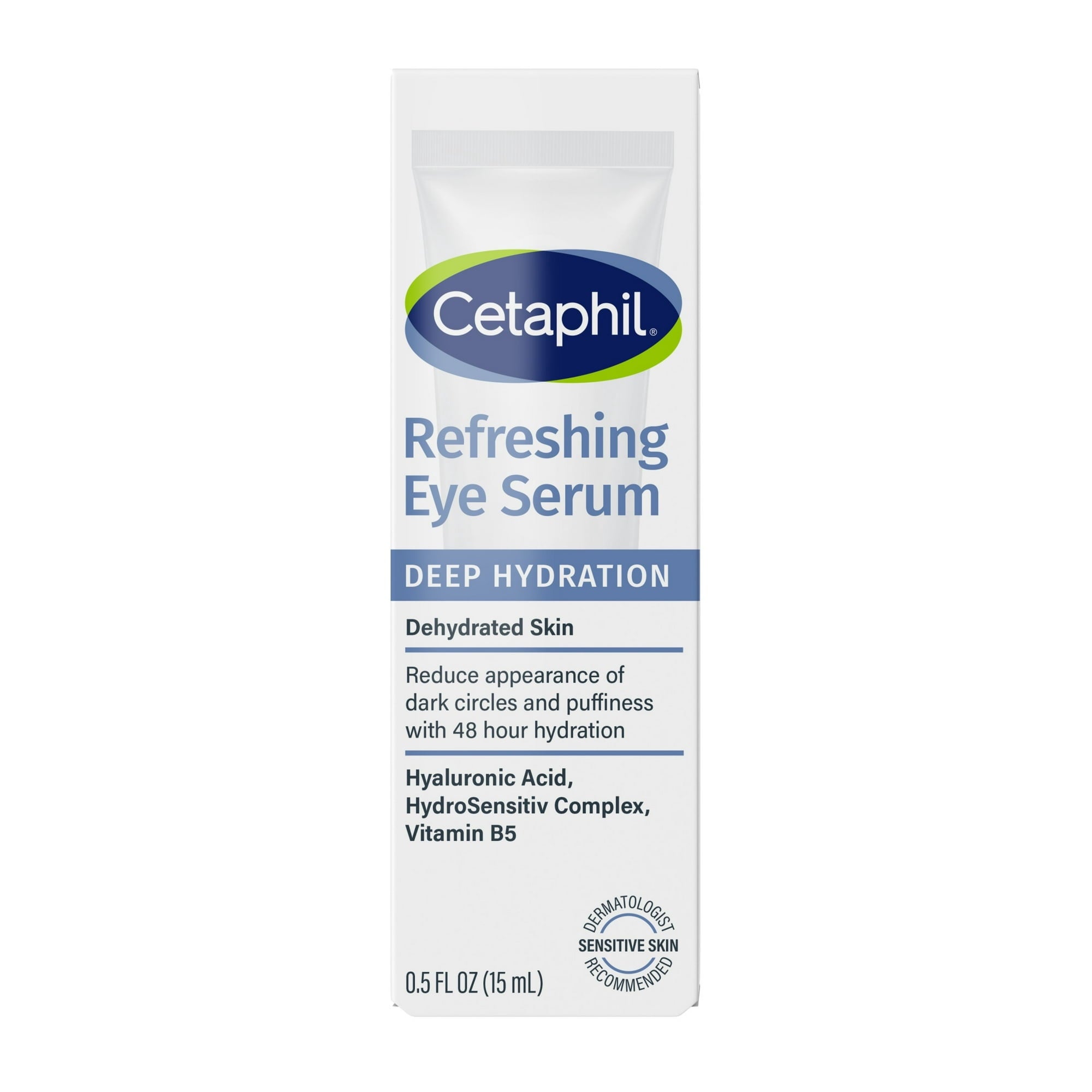 CETAPHIL Deep Hydration Refreshing Eye Serum | 0.5 fl oz | 48Hr Hydrating Under Eye Cream to Reduce the Appearance of Dark Circles | With Hyaluronic Acid, Vitamin E & B5 (Packaging May Vary)