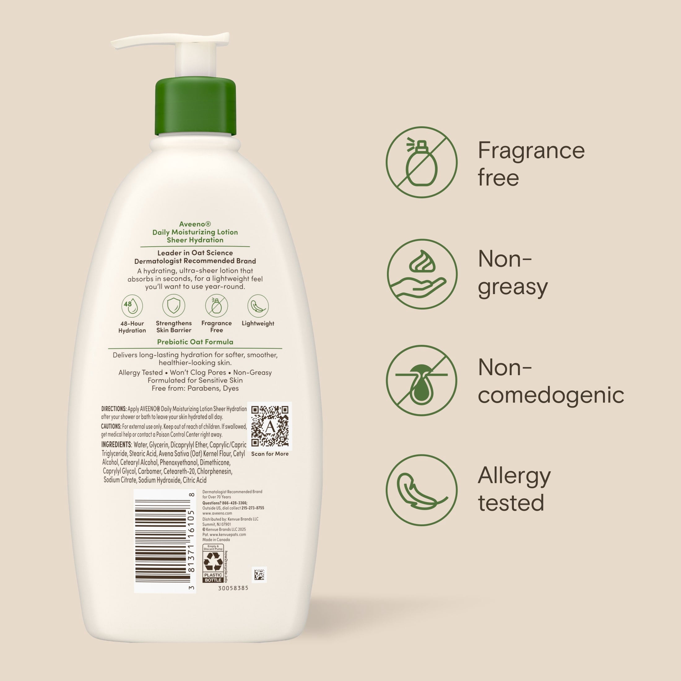 Aveeno Daily Moisturizing Sheer Hydration Body Lotion, 18 Fl oz