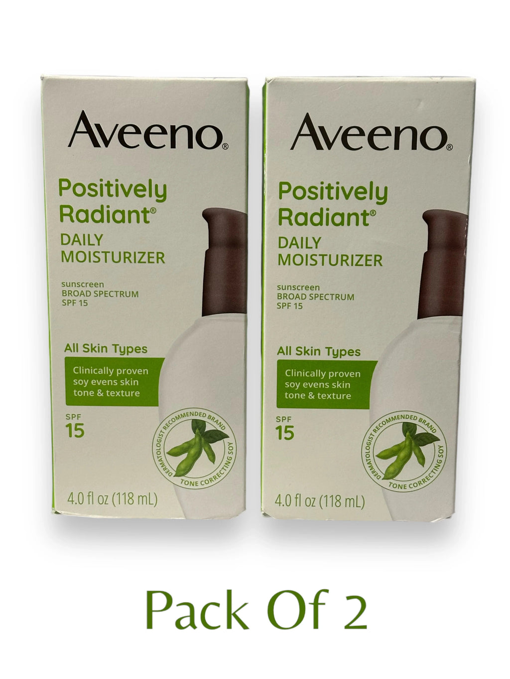 2 Pack - Aveeno Positively Radiant Daily Moisturizer, SPF 15 4oz Each