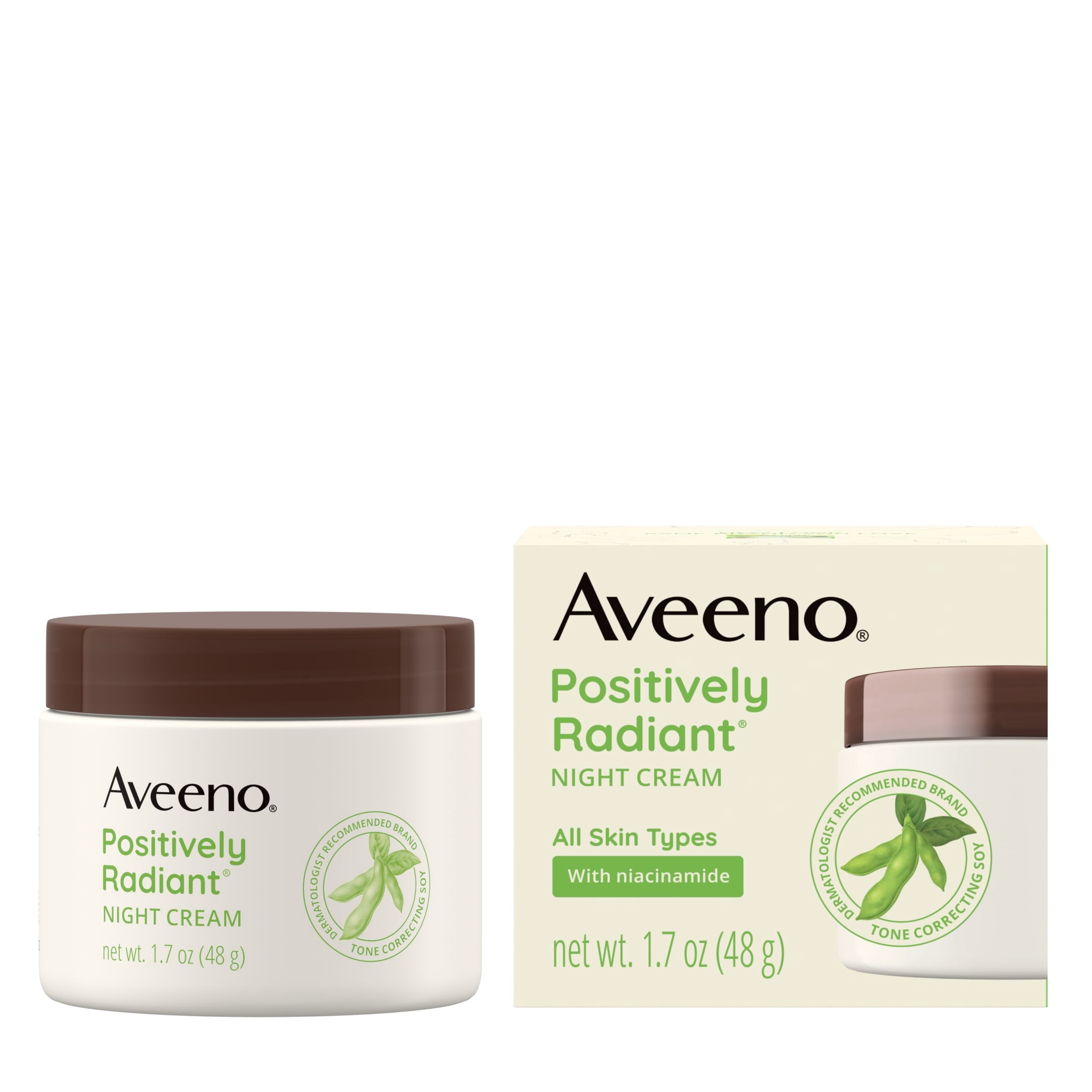 Aveeno Positively Radiant Moisturizing Night Face Cream, 1.7 Fl oz
