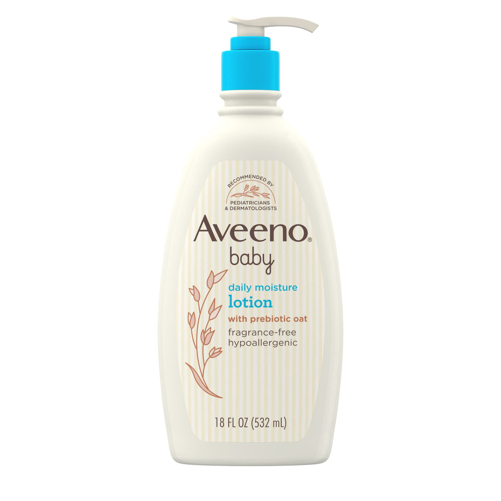 (3 pack) Aveeno Baby Daily Moisture Body Lotion, Sensitive Skin, Prebiotic Oatmeal, 18 fl. oz