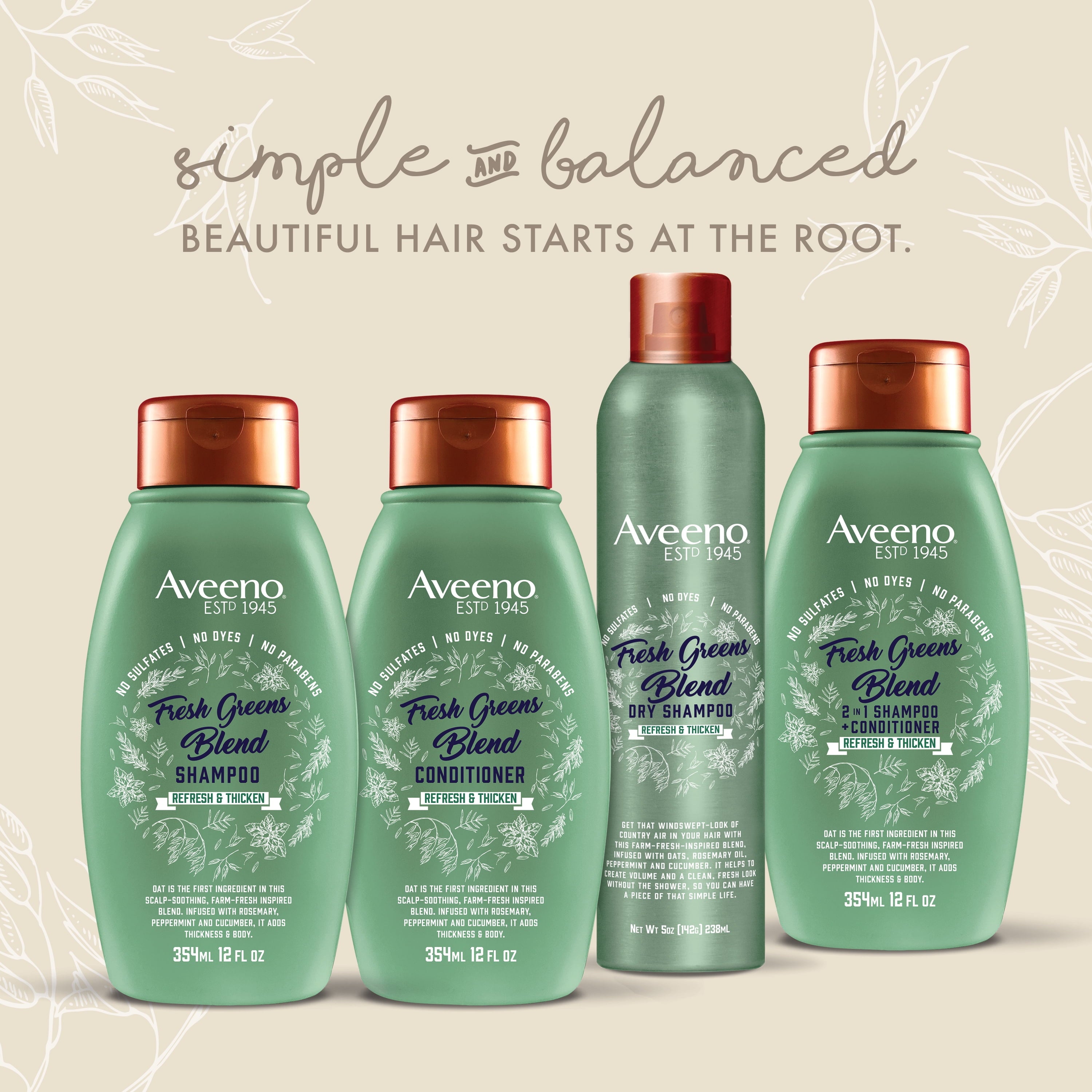 Aveeno Scalp Soothing Fresh Greens Blend Shampoo, 12 fl. Oz - 2 Pack