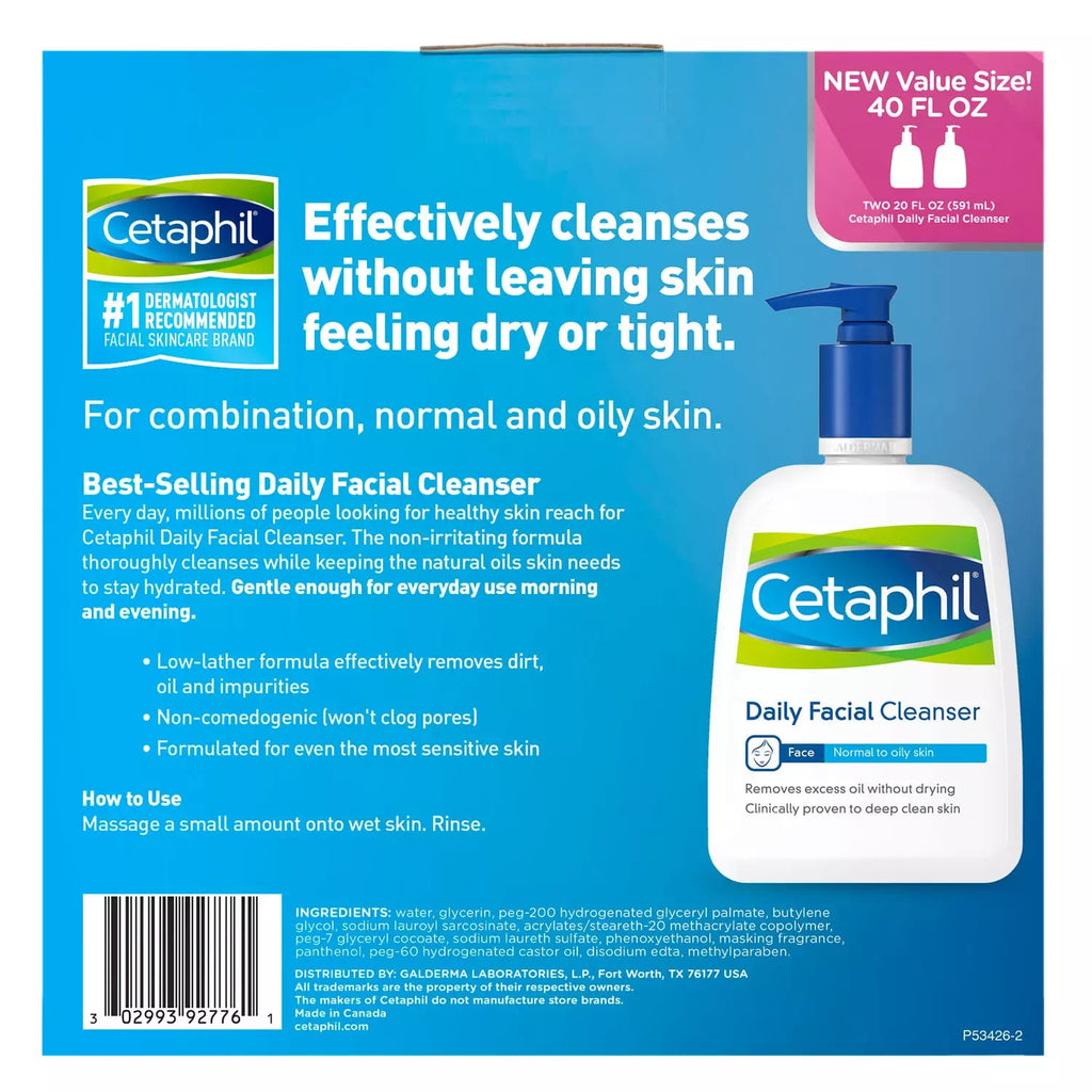 Cetaphil Daily Facial Cleanser, 20 Ounce (2 Pack)
