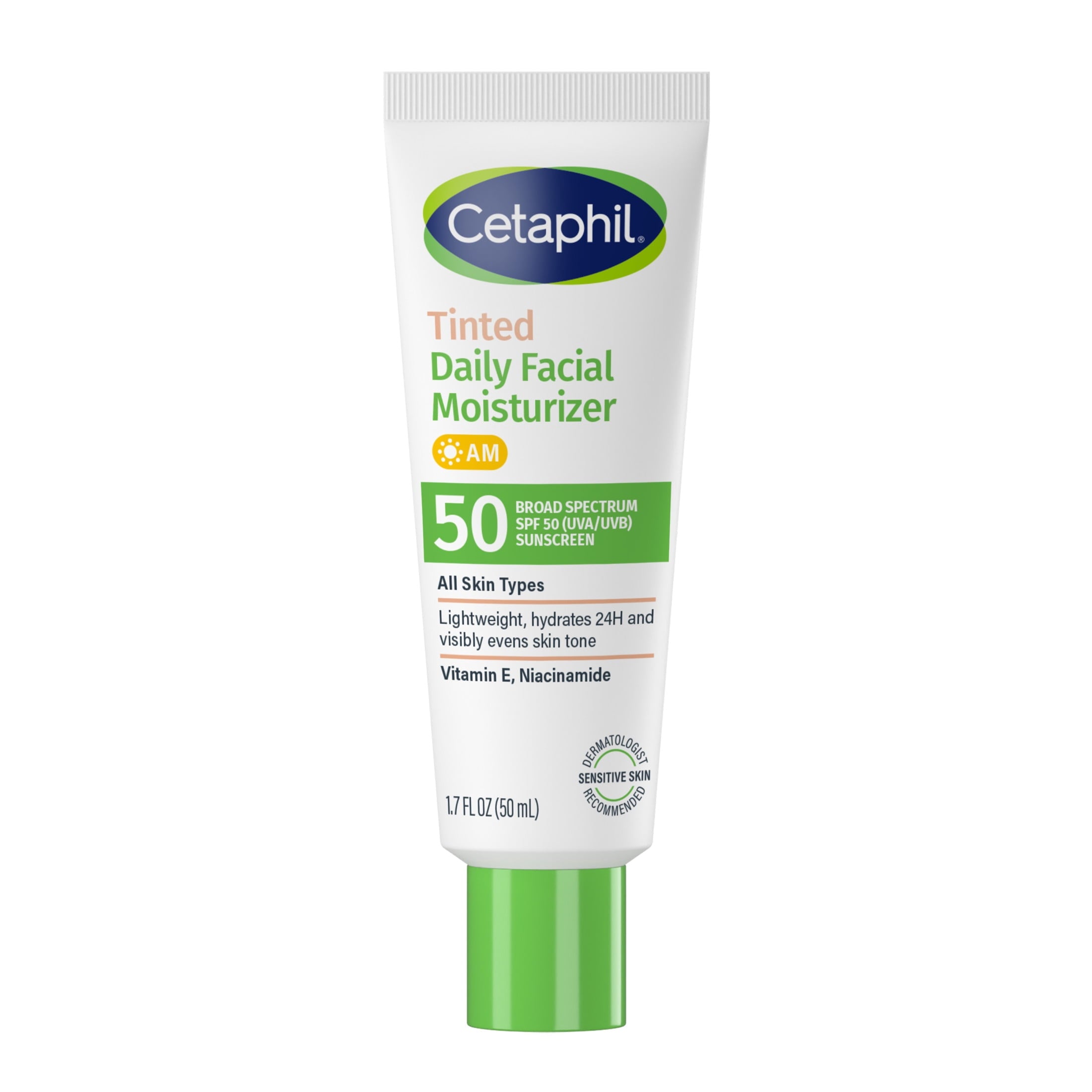 Cetaphil Tinted Daily Facial Moisturizer, Broad Spectrum SPF 50 Lotion for Face, 1.7 fl oz
