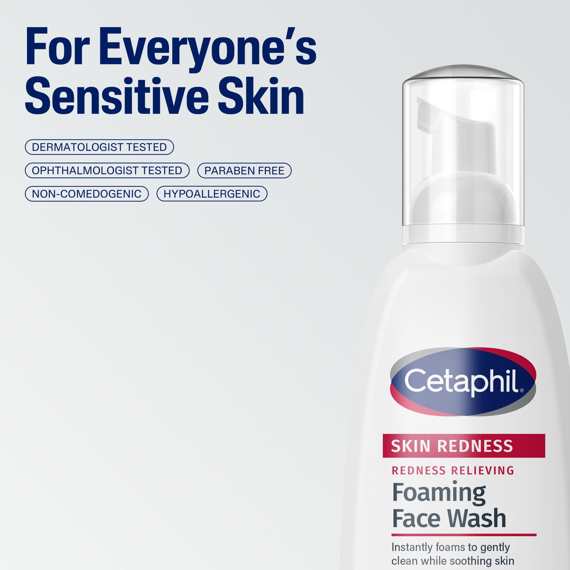 Cetaphil Foaming Face Wash Soothes Redness Prone Skin for Sensitive Skin, 8 oz