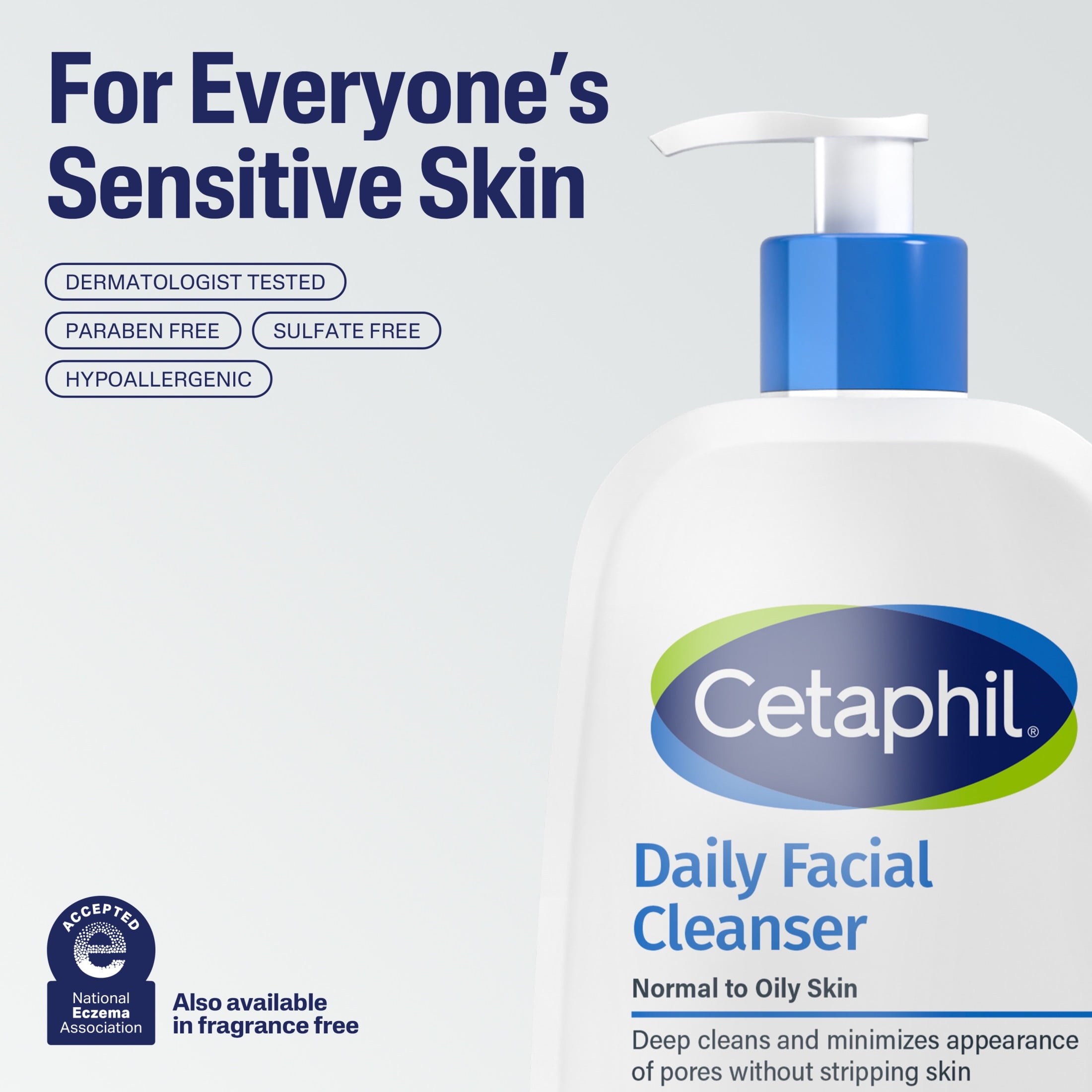 Cetaphil Daily Facial Cleanser Face Wash for Sensitive, Normal to Oily Skin, 16 oz
