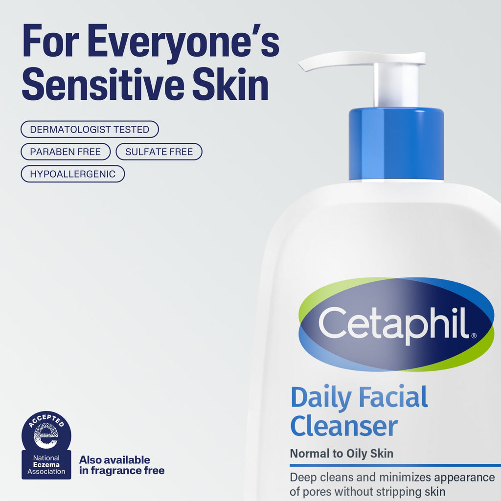 (2 pack) Cetaphil Daily Facial Cleanser Face Wash for Sensitive, Normal to Oily Skin, 8 oz