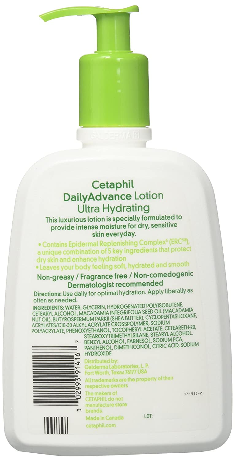Cetaphil DailyAdvance Ultra Hydrating Lotion for Dry/Sensitive Skin 16 oz (Pack of 2)