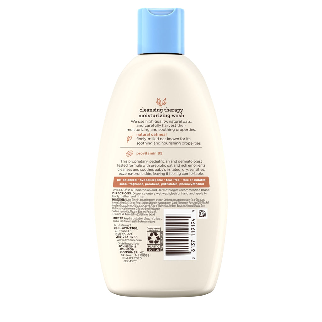 (2 pack) Aveeno Infant Baby Cleansing Therapy Moisturizing Bath Body Wash, Oatmeal, 8 fl oz