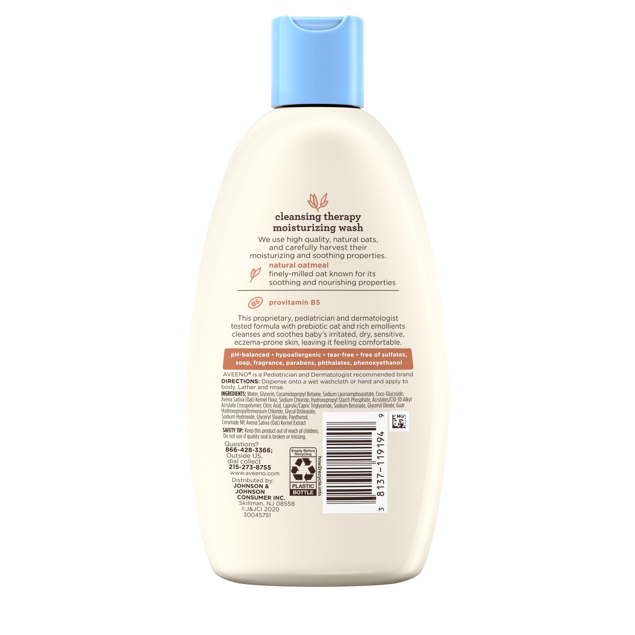 (2 pack) Aveeno Infant Baby Cleansing Therapy Moisturizing Bath Body Wash, Oatmeal, 8 fl oz