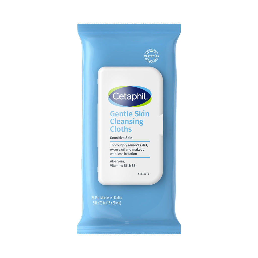 (3 pack) Cetaphil Gentle Skin Cleansing Cloths, 25 ct, Fragrance Free Face and Body Wipes
