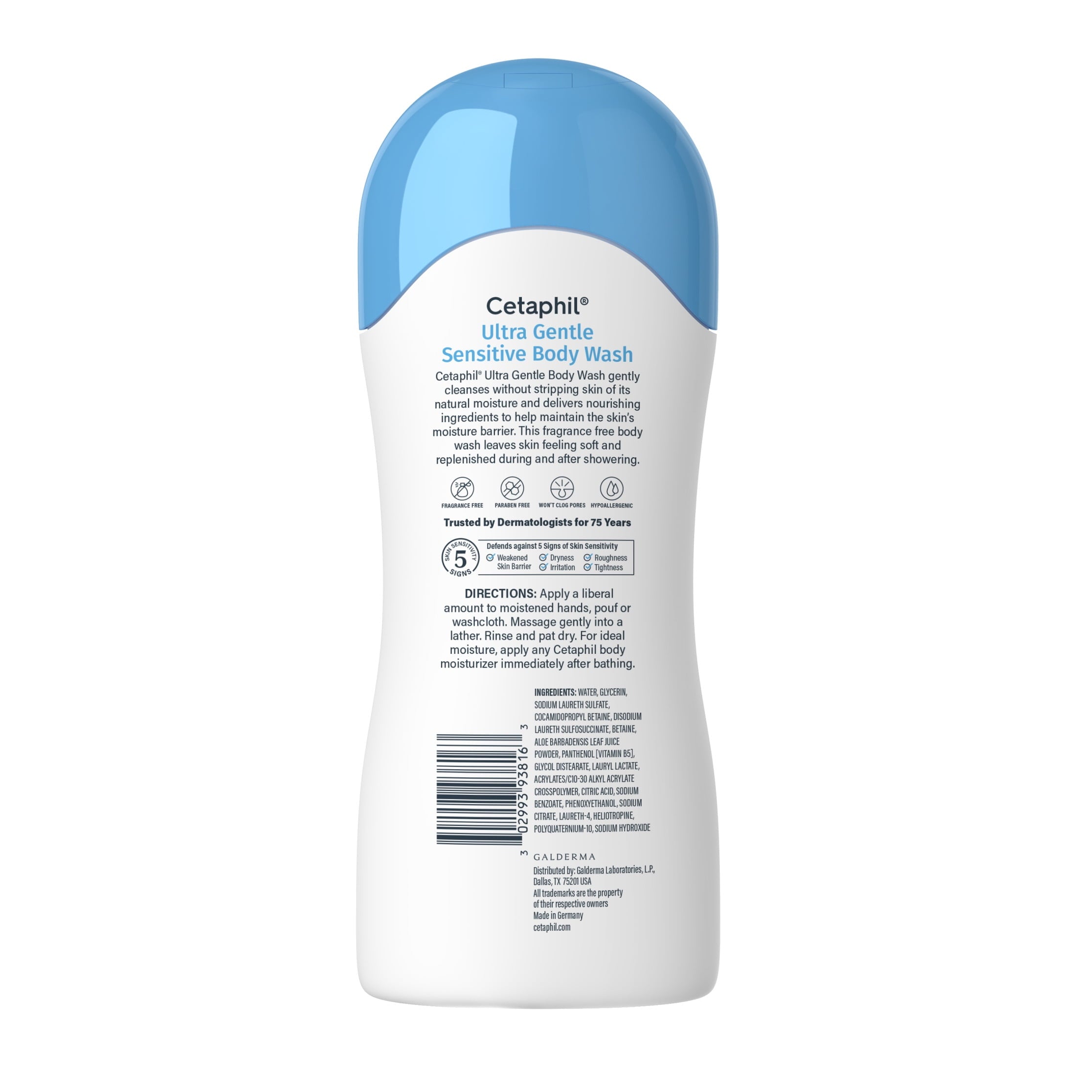 Cetaphil Ultra Gentle Body Wash, For Dry to Normal, Sensitive Skin, Fragrance Free, 16.9 fl oz