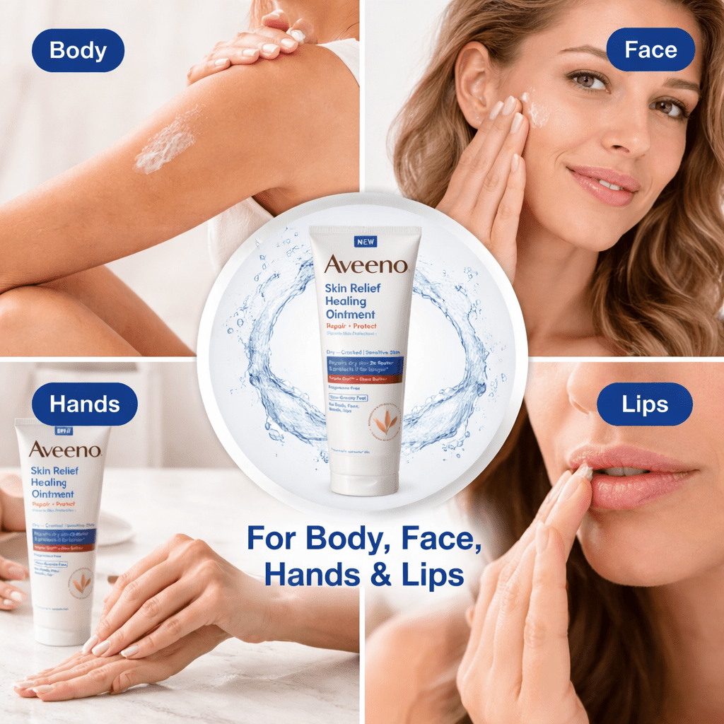 Aveeno Skin Relief Healing Ointment Repair + Protect, Fragrance-Free, Dry & Cracked Skin Treatment, Multi-Pack (2 x 7.2 oz + 1 x 2 oz)